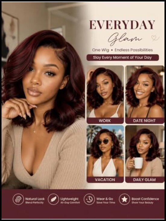HD Lace Body Wave Bob Wig Human Hair, Pre Cut Pre Plucked Wear and Go main image 5